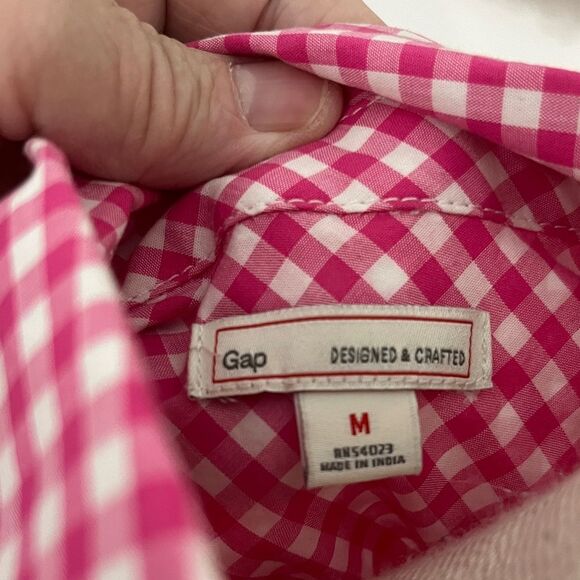 GAP Pink Checkered Long Sleeve Dress - Picture 2 of 13